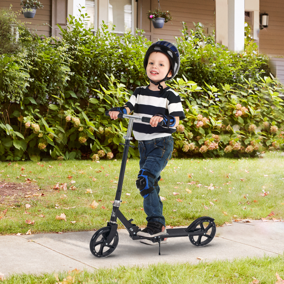 Kids Scooter Ride On Toy Height Adjustable For 7-14 Years, Black HOMCOM - Image 2