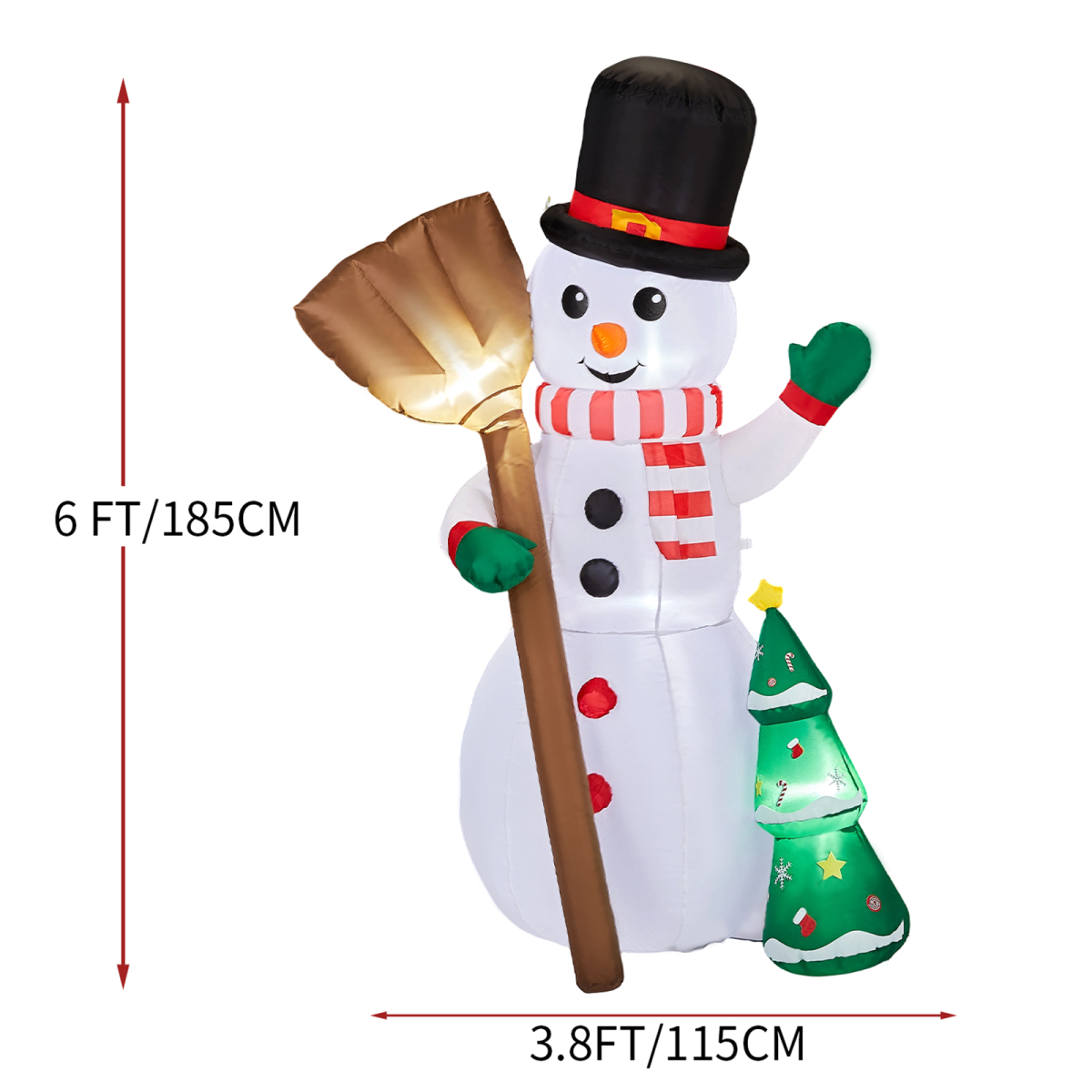 1.85M Lighted Christmas Inflatable Decoration, Inflatable Snowman Holding Groom, Funny Blow Up Yard Decorations with Built-in LED Lights for Holiday Party Front Yard Lawn Garden Decor - Image 3
