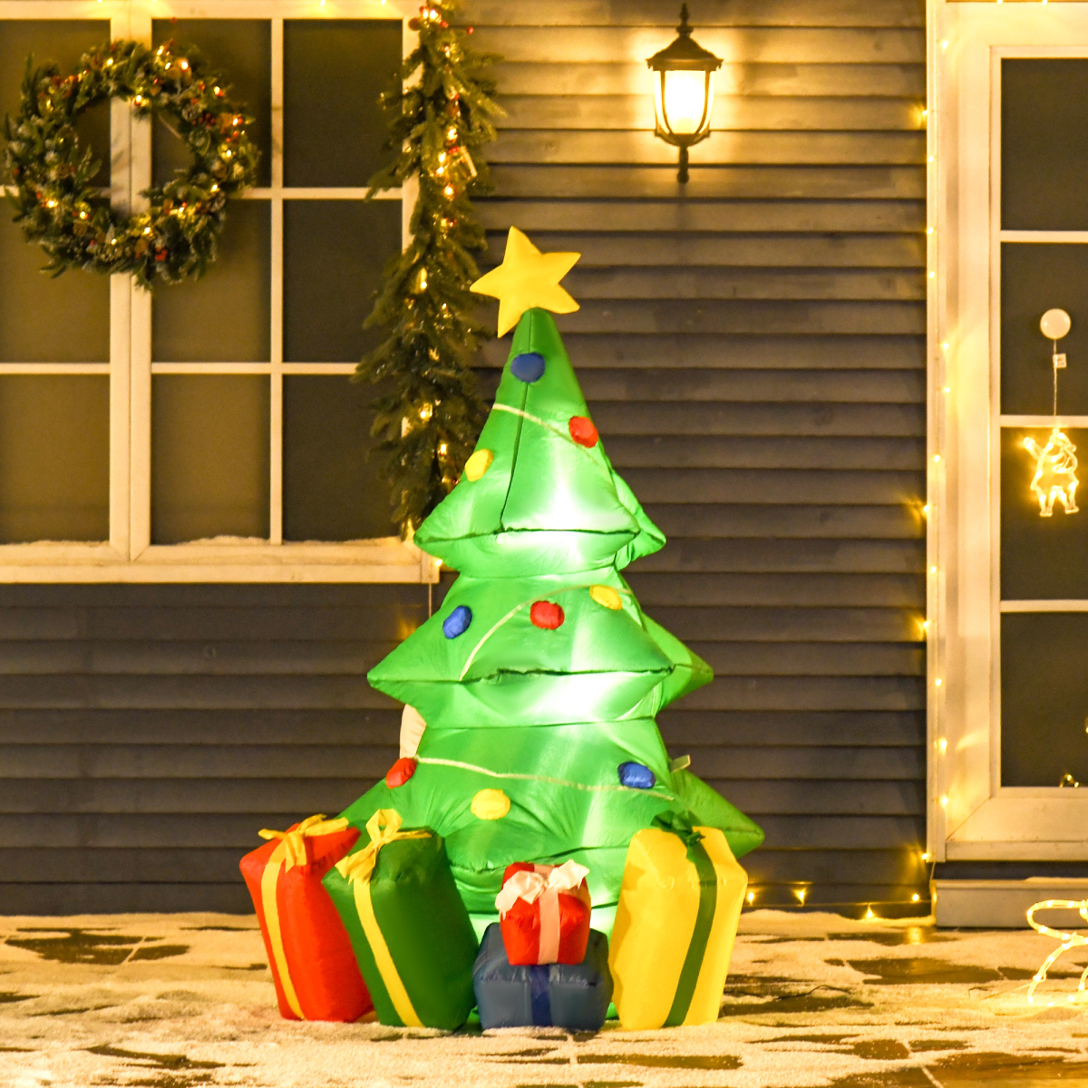 5ft Inflatable Christmas Tree Xmas Air Blown LED Lawn Yard Outdoor Ornaments - Image 2