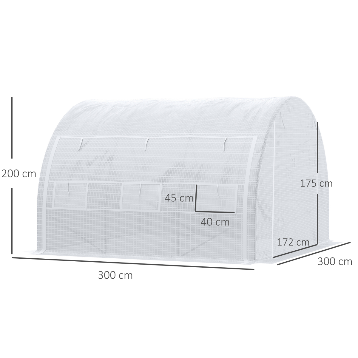 3x3x2m Polytunnel Greenhouse Tent w/ Galvanised Steel Frame, Roll-Up PE Cover - Image 3