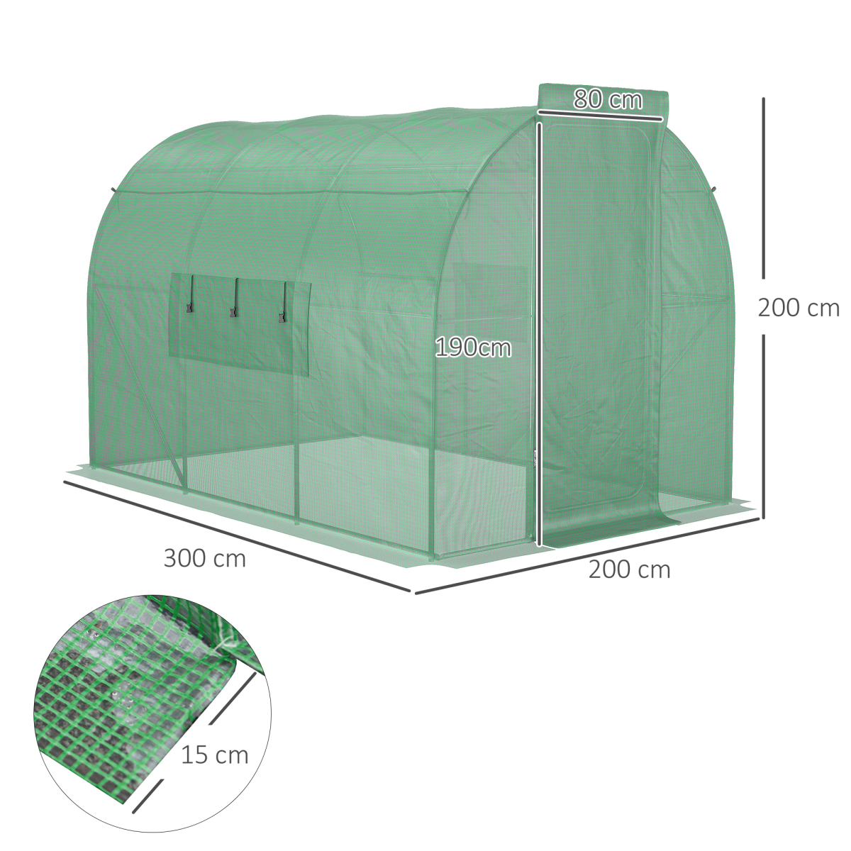 Outsunny 3x2M Walk-In Polytunnel Greenhouse w/ Steel Frame, PE Cover & Vents - Image 3