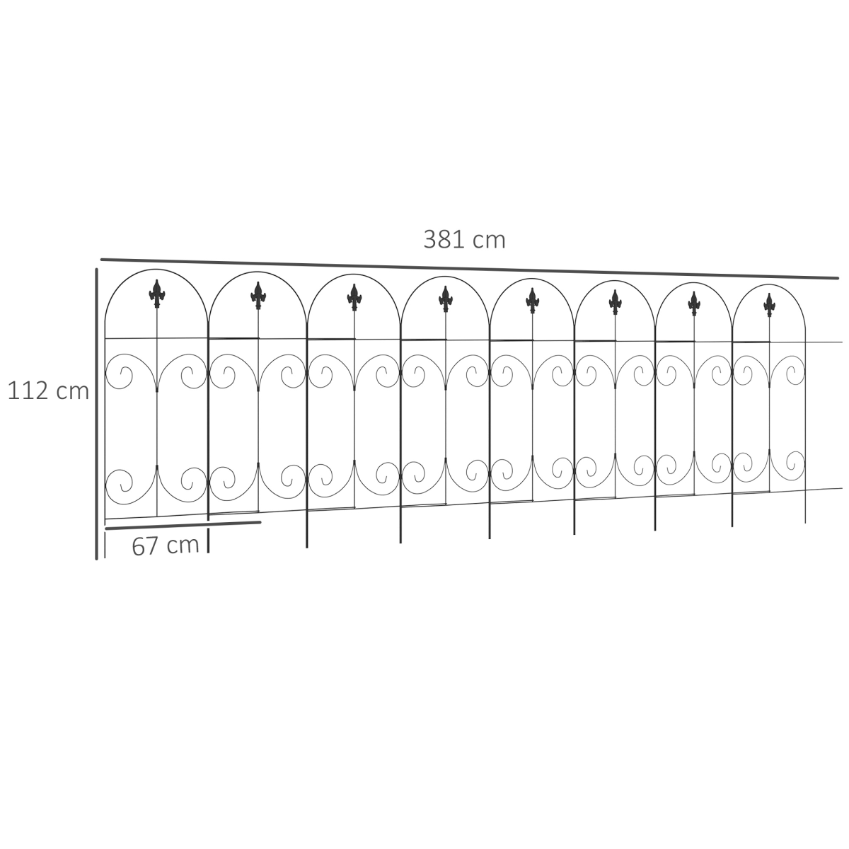 8-Pack Garden Fencing Panels, 44in x 12.5ft Flower Bed Border Edging Barrier - Image 3