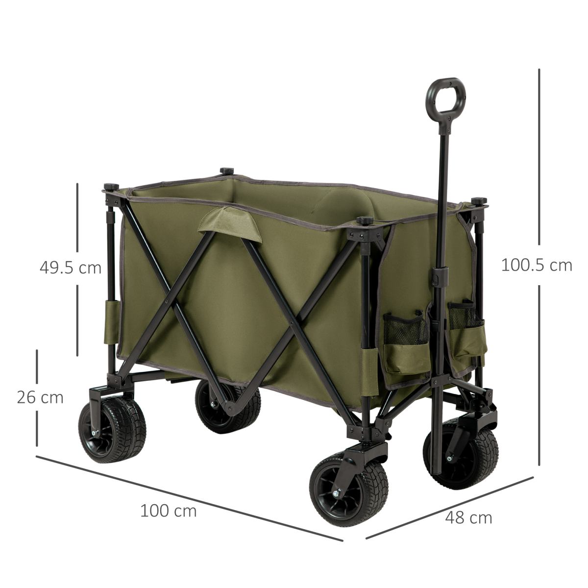 Folding Garden Trolley Collapsible Camping Cart Steel Frame Oxford Fabric - Image 3