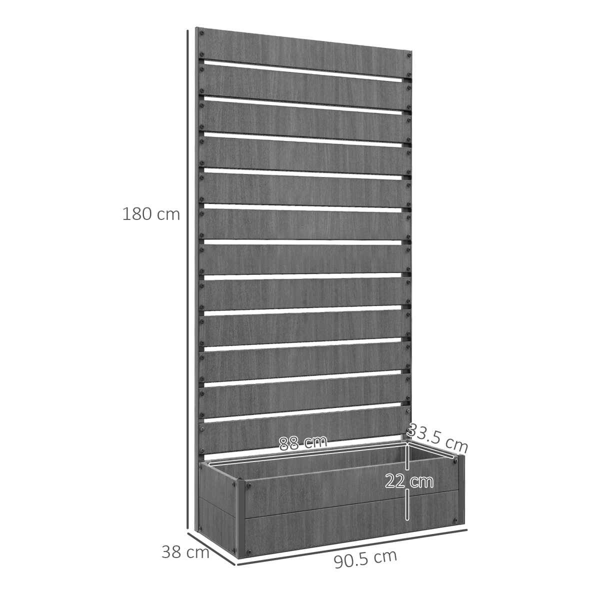 Outsunny Raised Garden Bed with Trellis, Standing Patio Planter Dark Grey - Image 3