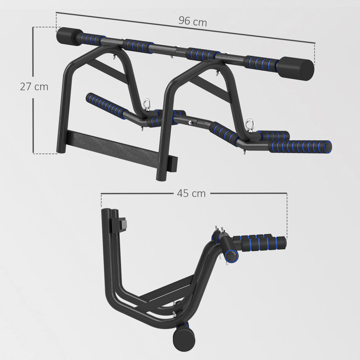 SPORTNOW Multi-Grip Pull Up Bar, Chin Up Bar Doorway with Non-Slip Grips - Image 3