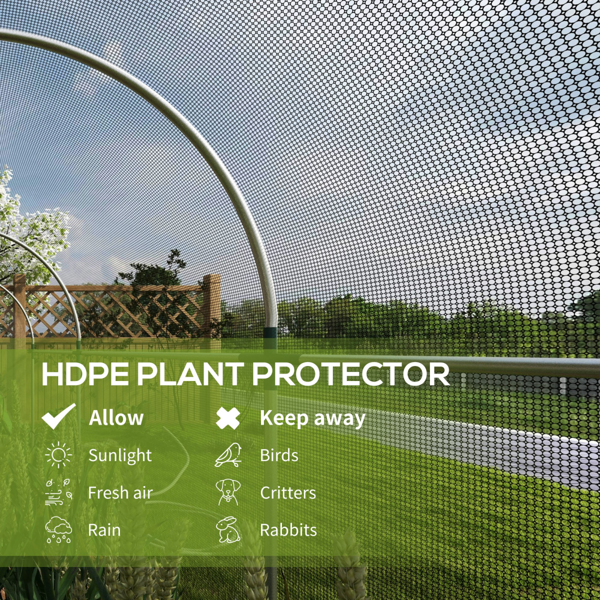 Outsunny Fruit Cage, Plant Protection Tent, 1.2 x 1.2 x 1.9m - Image 3