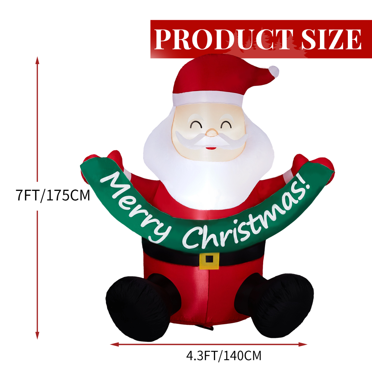 1.75M Lighted Christmas Inflatable Decoration, Inflatable Santa Claus Holding Banner, Funny Blow Up Yard Decorations with Built-in LED Lights for Holiday Party Front Yard Lawn Garden Decor - Image 4