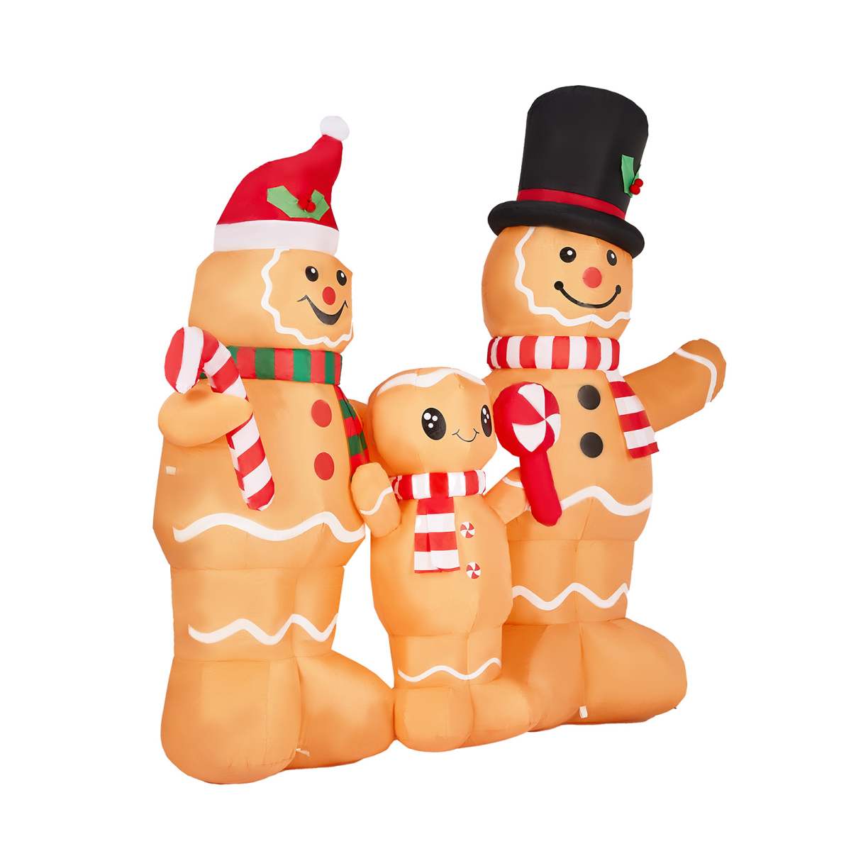 1.9M Lighted Christmas Inflatable Decoration, Inflatable Gingerbread Man Family, Funny Blow Up Yard Decorations with Built-in LED Lights for Holiday Party Front Yard Lawn Garden Decor - Image 4
