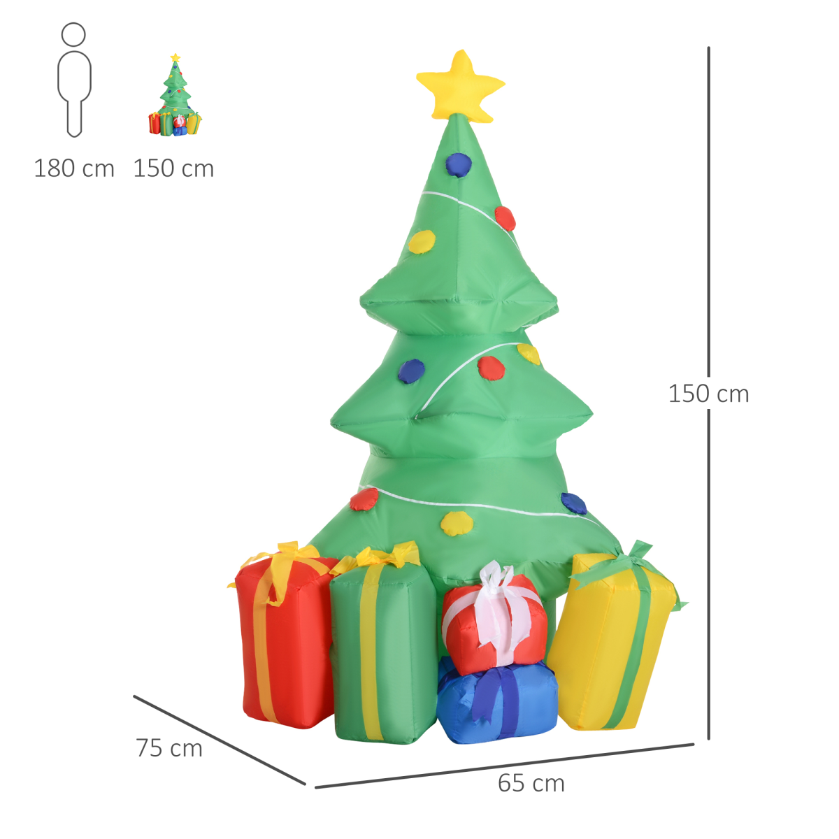 5ft Inflatable Christmas Tree Xmas Air Blown LED Lawn Yard Outdoor Ornaments - Image 3