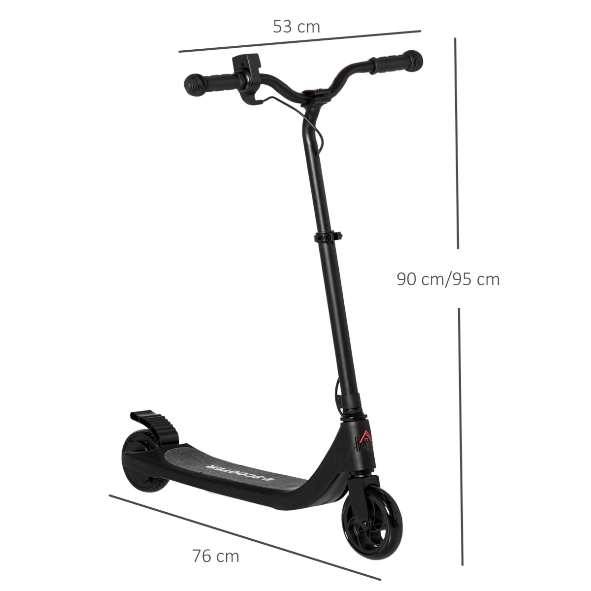 120W Electric Scooter w/ Battery Level Display, Rear Break - Black HOMCOM - Image 3