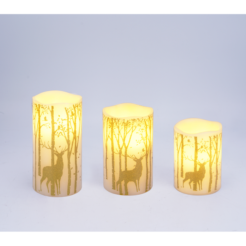 Christmas Woodland LED Pillar Candles ? Set of 3 - Image 2