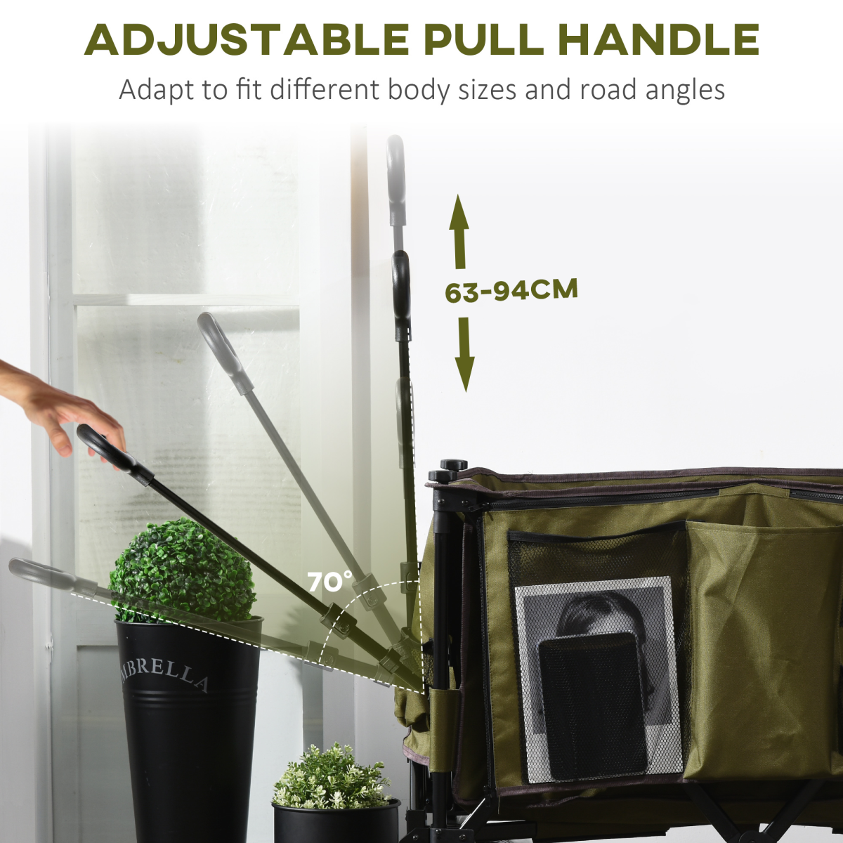 Folding Garden Trolley Collapsible Camping Cart Steel Frame Oxford Fabric - Image 4