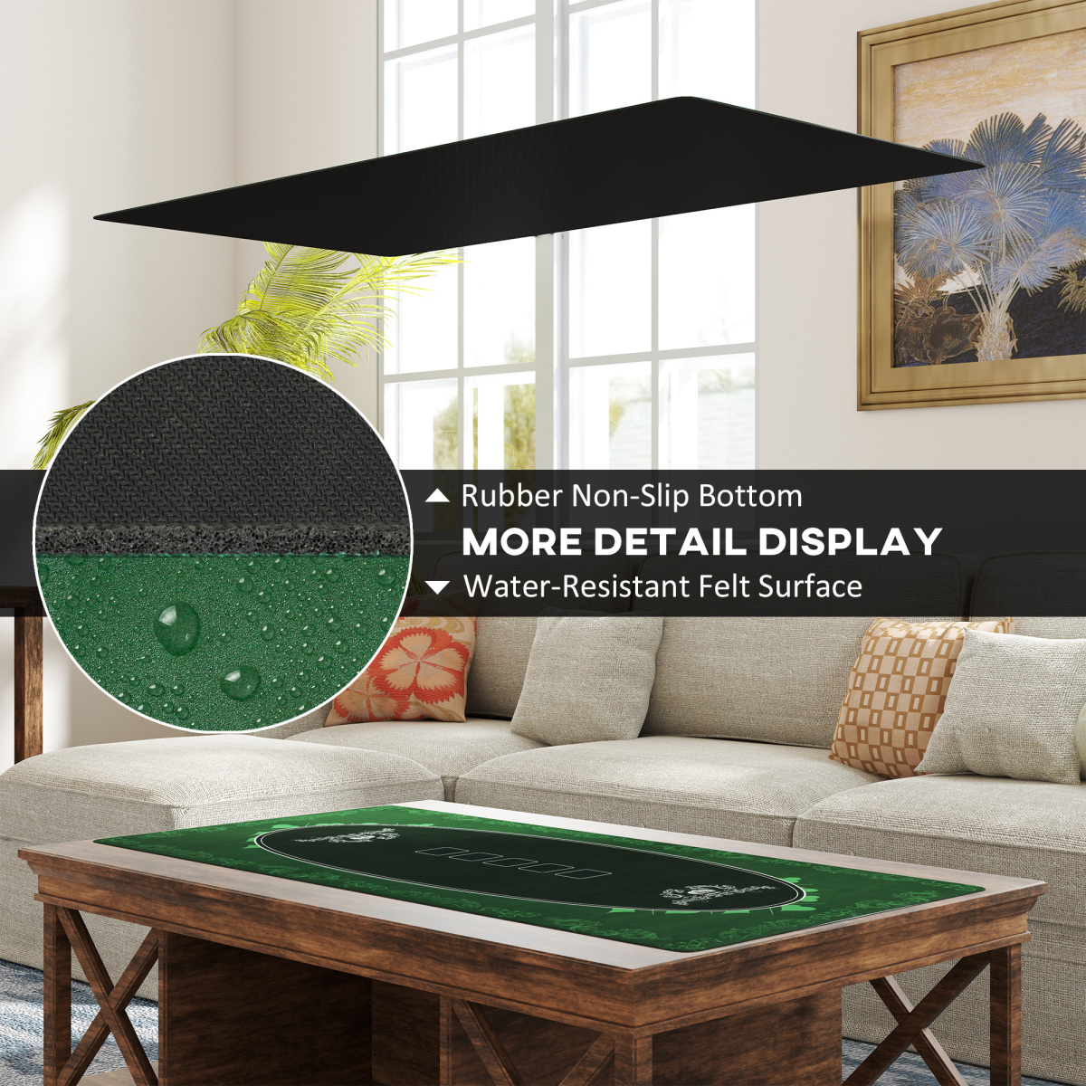 SPORTNOW 120 x 60 cm Poker Mat 6 Player Water-Resistant - Image 4