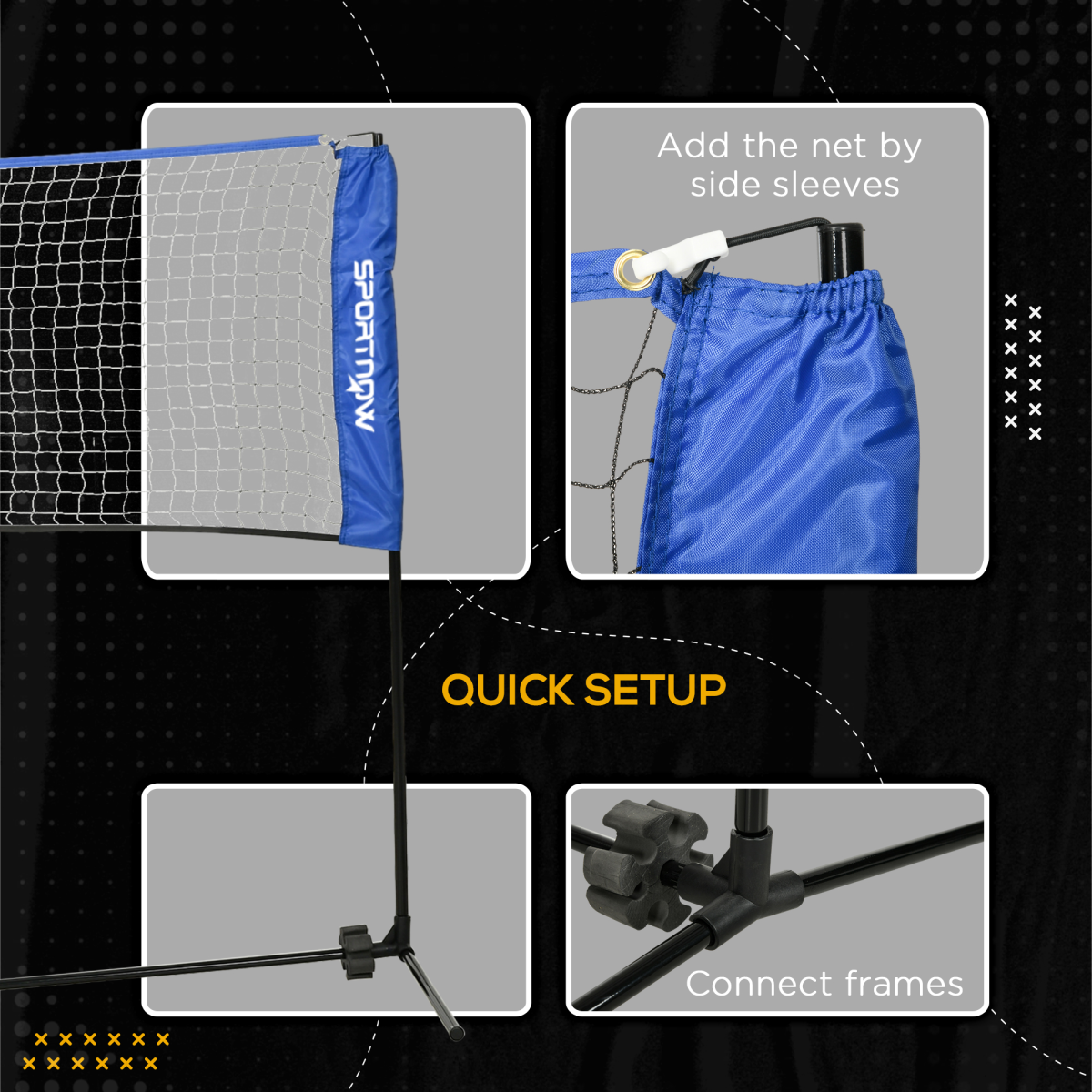 SPORTNOW 4m Badminton Net, Adjustable Sports Net for Tennis, Volleybal, Blue - Image 4