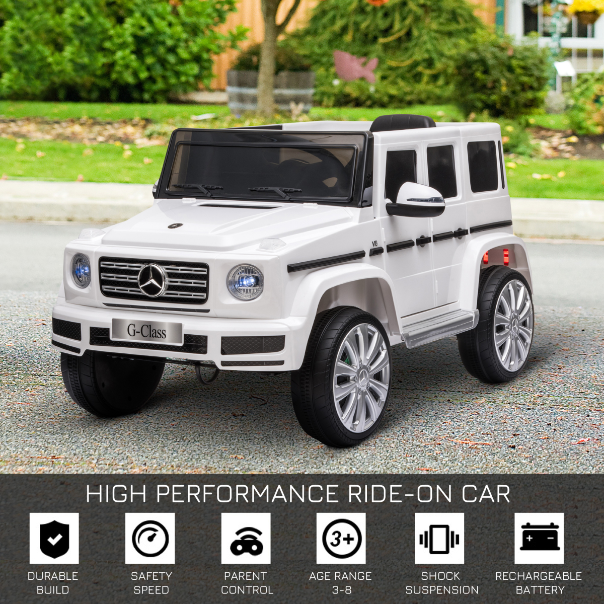 Mercedes Benz G500 12V Kids Electric Ride On Car Remote Control White HOMCOM - Image 4