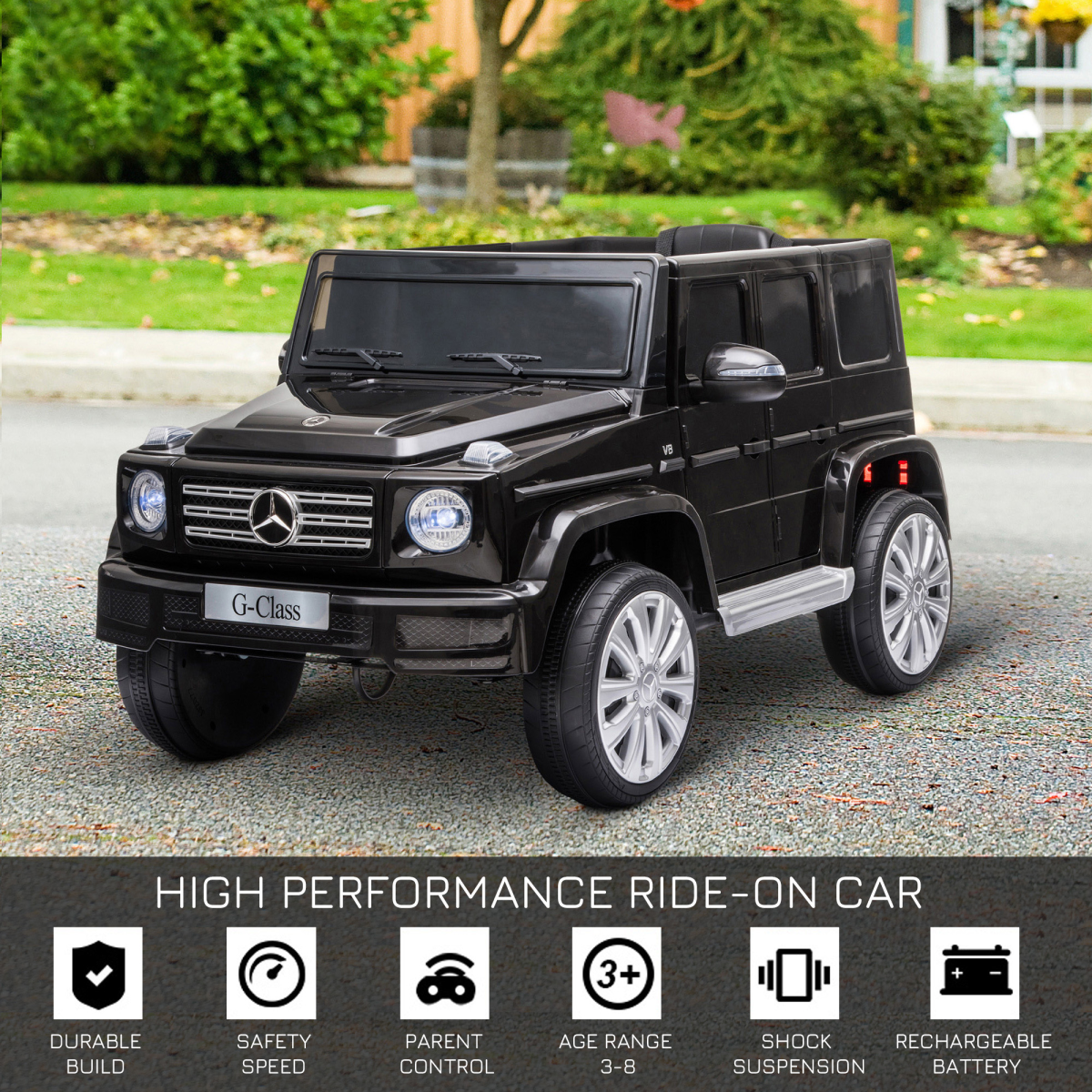 Mercedes Benz G500 12V Kids Electric Ride On Car Remote Control Black HOMCOM - Image 4