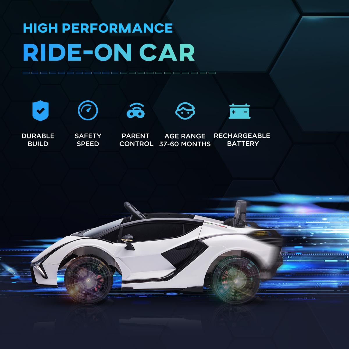 Lamborghini SIAN 12V Kids Electric Ride On Car Toy w/ Remote Control HOMCOM - Image 4