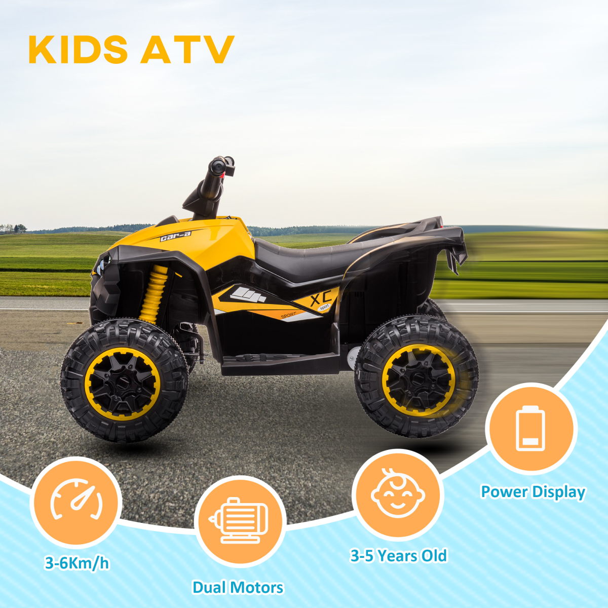 HOMCOM 12V Electric Quad Bikes for Kids Ride On Car ATV Toy for 3-5 Years - Image 4