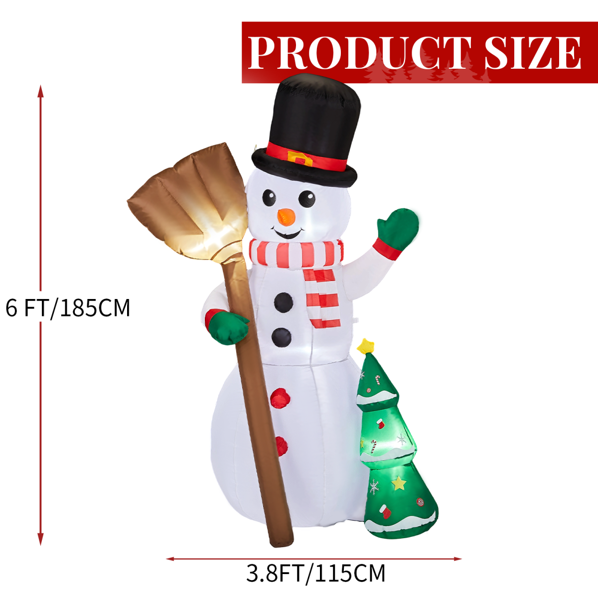 1.85M Lighted Christmas Inflatable Decoration, Inflatable Snowman Holding Groom, Funny Blow Up Yard Decorations with Built-in LED Lights for Holiday Party Front Yard Lawn Garden Decor - Image 5
