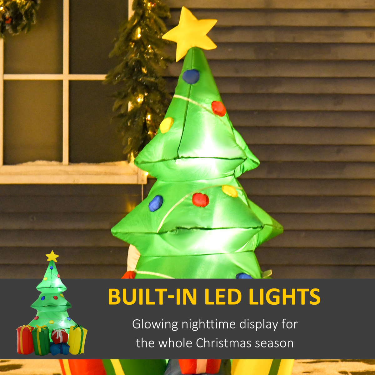 5ft Inflatable Christmas Tree Xmas Air Blown LED Lawn Yard Outdoor Ornaments - Image 4