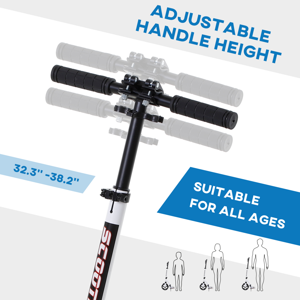Teens Adult Kick Scooter Foldable Adjust Aluminum For Age 14 White HOMCOM - Image 4