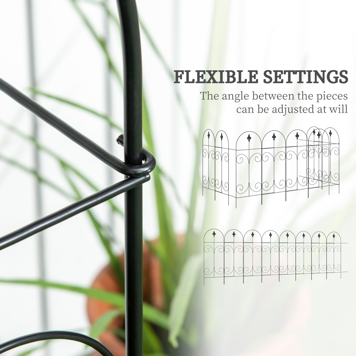 8-Pack Garden Fencing Panels, 44in x 12.5ft Flower Bed Border Edging Barrier - Image 5