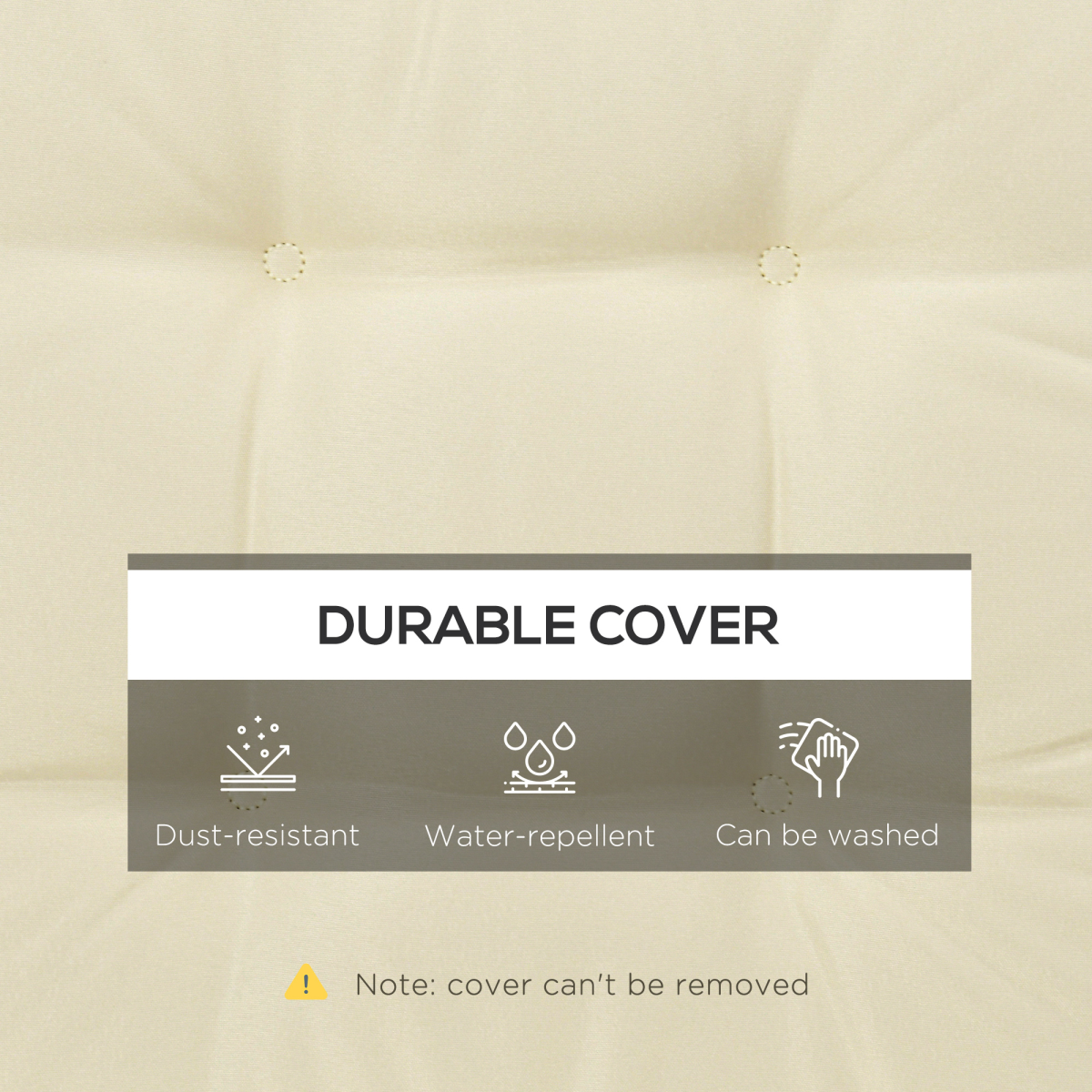 40x40cm Garden Seat Cushion with Ties, Replacement Dining Chair Pad, Cream - Image 5