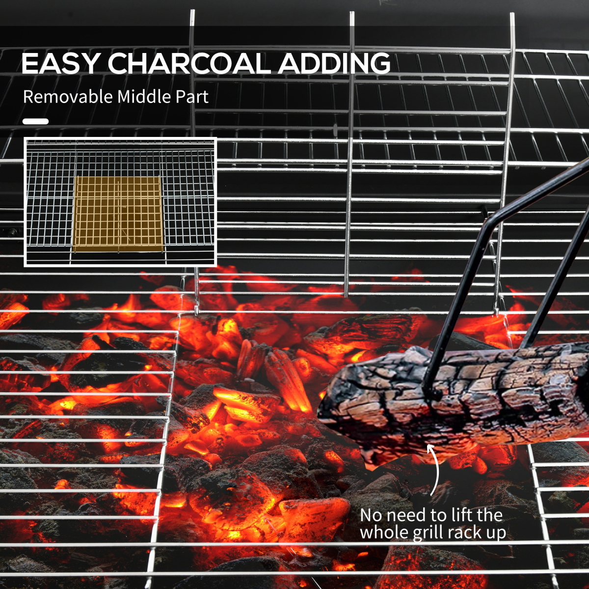 Outsunny Barrel Charcoal BBQ Grill Trolley w/ Ash Catcher & Thermometer, Black - Image 5