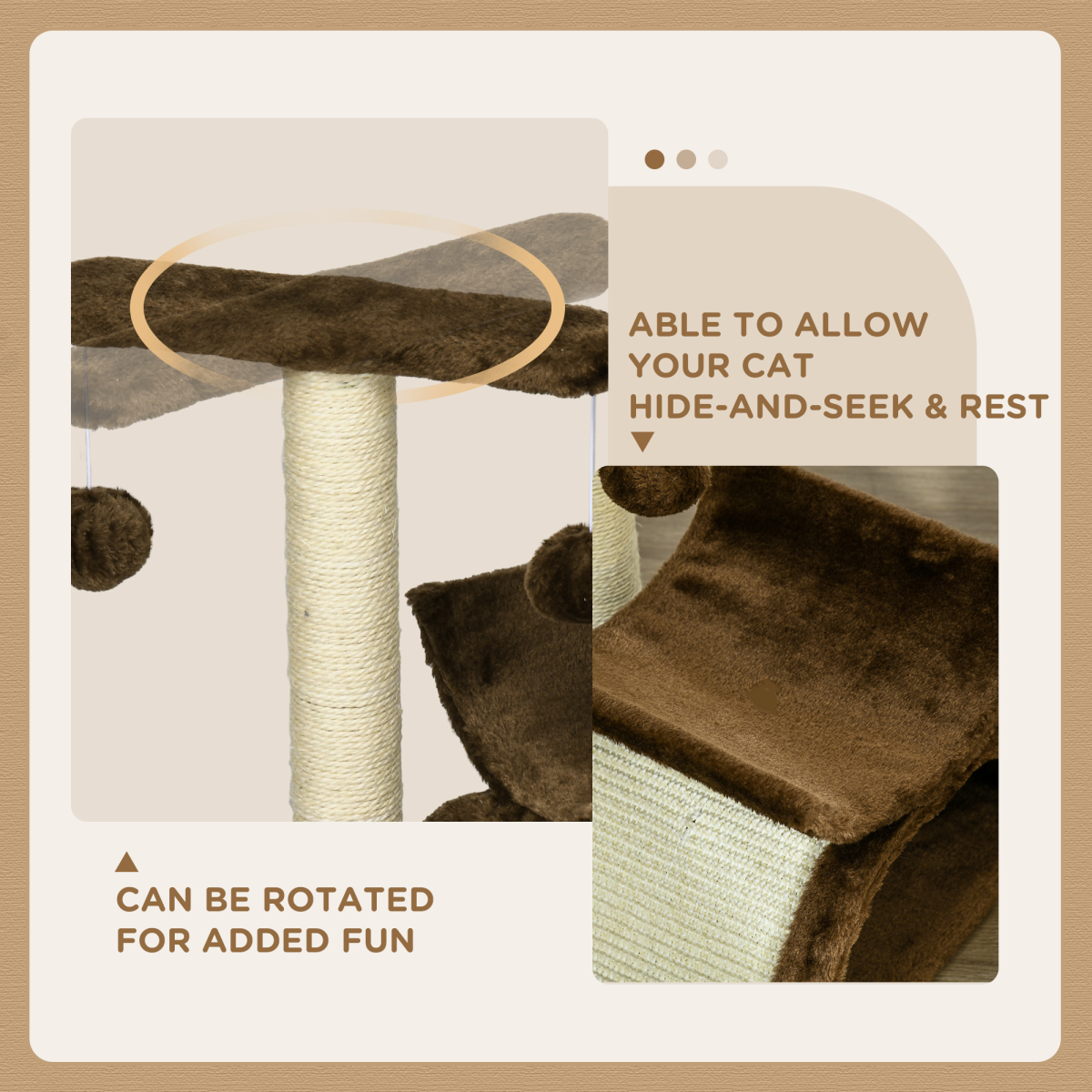 Cat Tree Plush Scratcher Kitty Activity Play Center Top Bar Tunnel Dangling Ball - Image 5