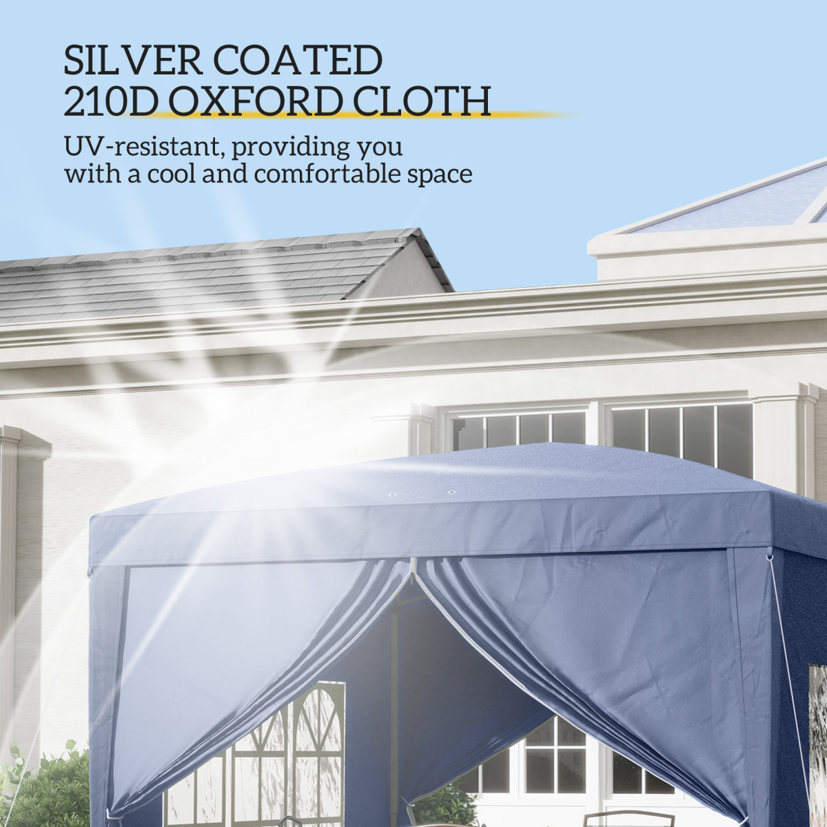 3mx3m Pop Up Gazebo Party Tent Canopy Marquee with Storage Bag Blue - Image 5