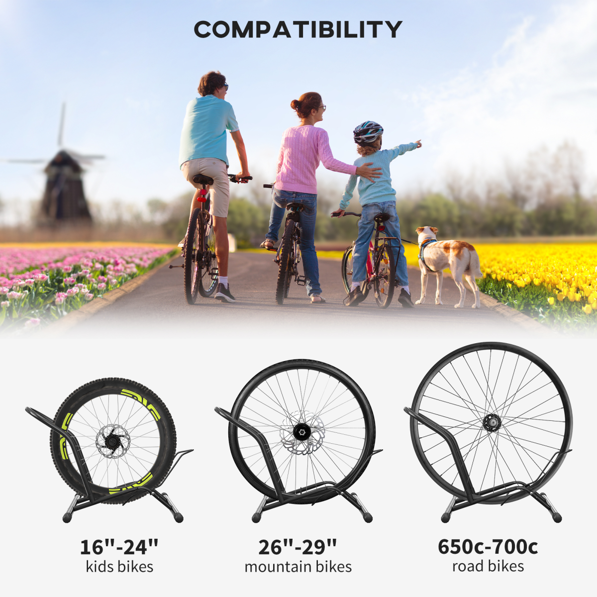 SPORTNOW Bike Stand Bicycle Storage Rack for Indoor Garages Flat Use - Image 5