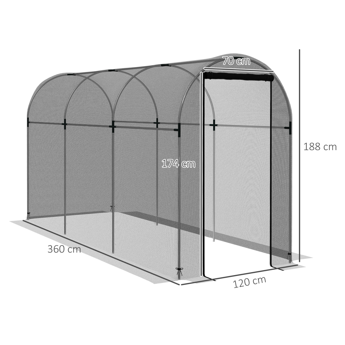 Outsunny Fruit Cage, Plant Protection Tent, 1.2 x 1.2 x 1.9m - Image 5
