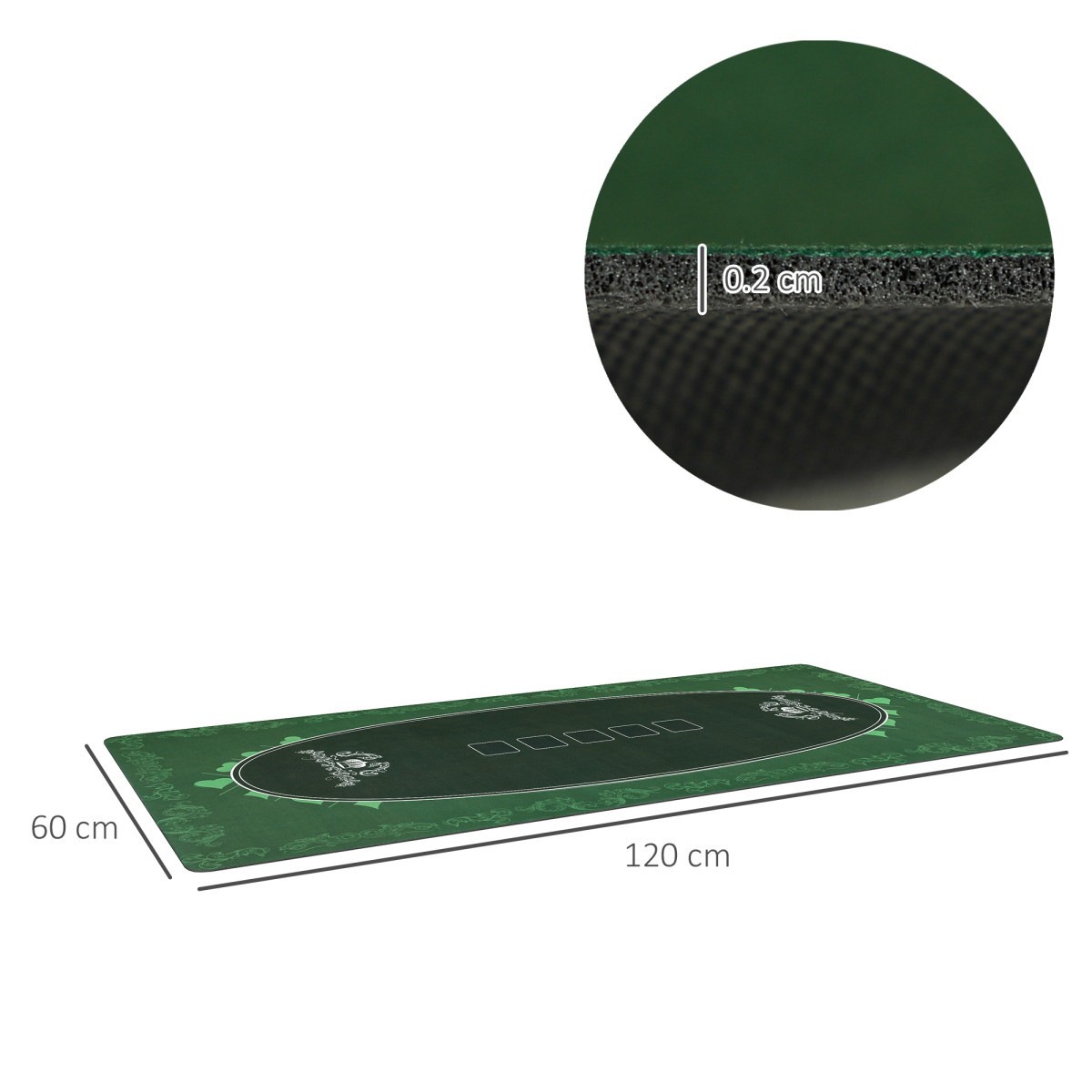 SPORTNOW 120 x 60 cm Poker Mat 6 Player Water-Resistant - Image 5