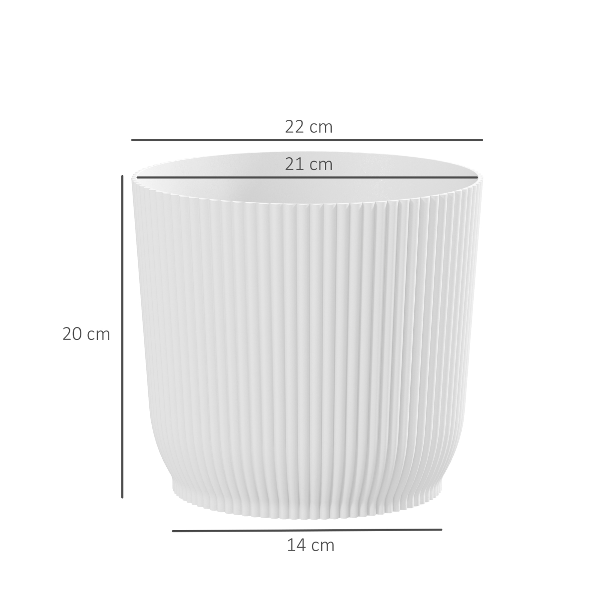Outsunny 3-Pack Round Plant Pots 22cm White Stackable Outdoor Garden - Image 5