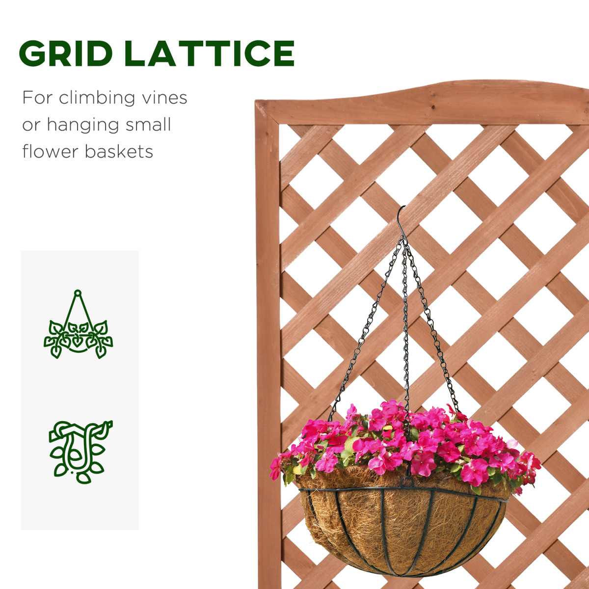 Garden Wooden Planter Box with Trellis, 76x36x170cm Brown Outdoor Planter - Image 5