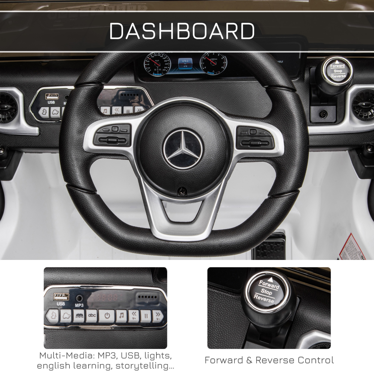 Mercedes Benz G500 12V Kids Electric Ride On Car Remote Control White HOMCOM - Image 5