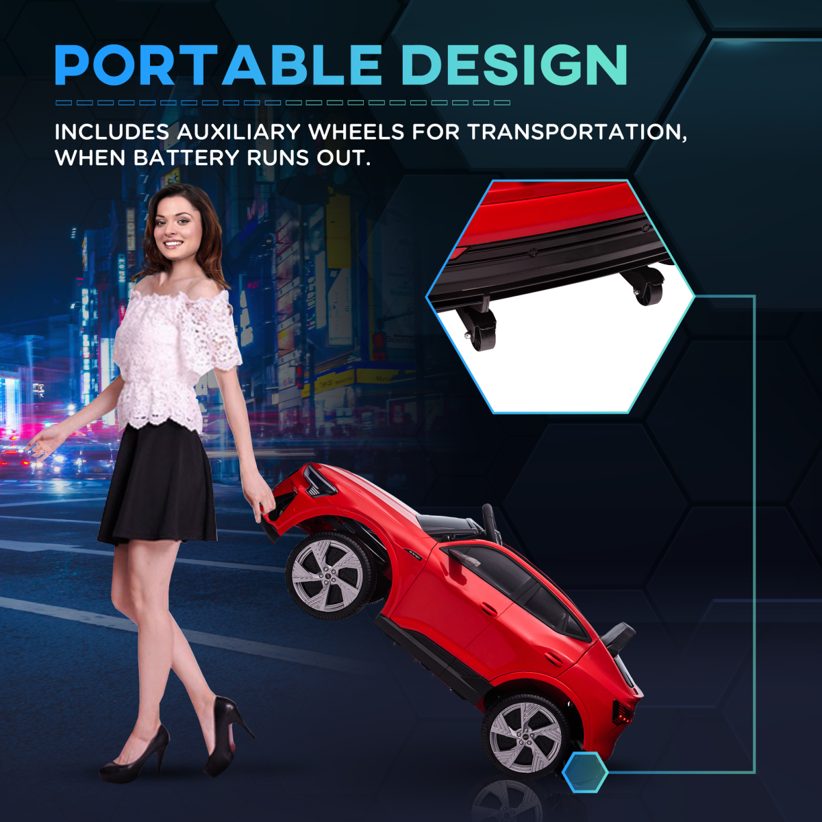 12V Kids Electric Ride-On Car/ w Remote Control, Lights, Music - Red - Image 5