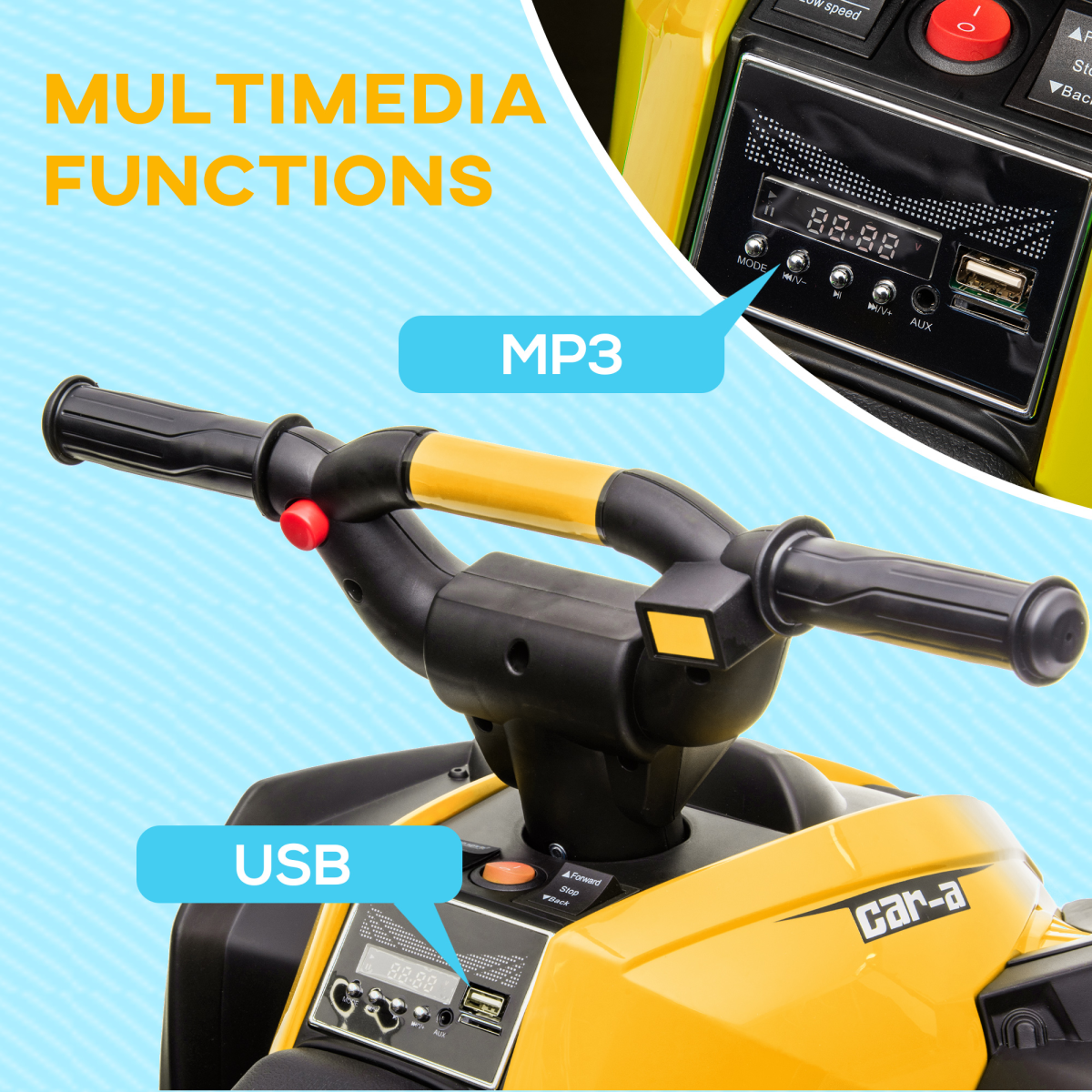 HOMCOM 12V Electric Quad Bikes for Kids Ride On Car ATV Toy for 3-5 Years - Image 5