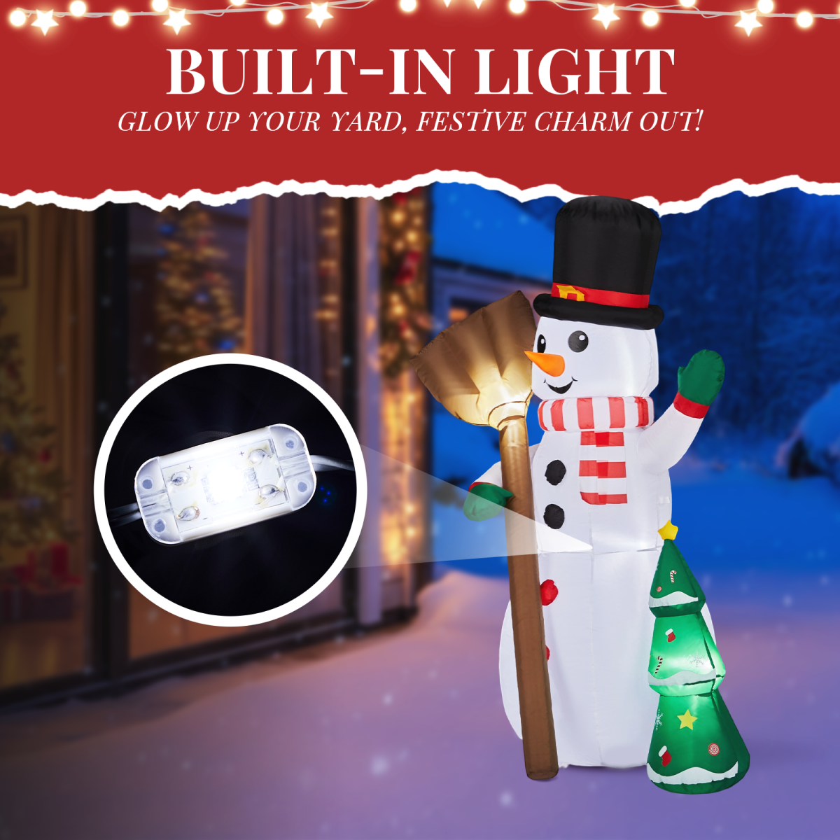1.85M Lighted Christmas Inflatable Decoration, Inflatable Snowman Holding Groom, Funny Blow Up Yard Decorations with Built-in LED Lights for Holiday Party Front Yard Lawn Garden Decor - Image 6