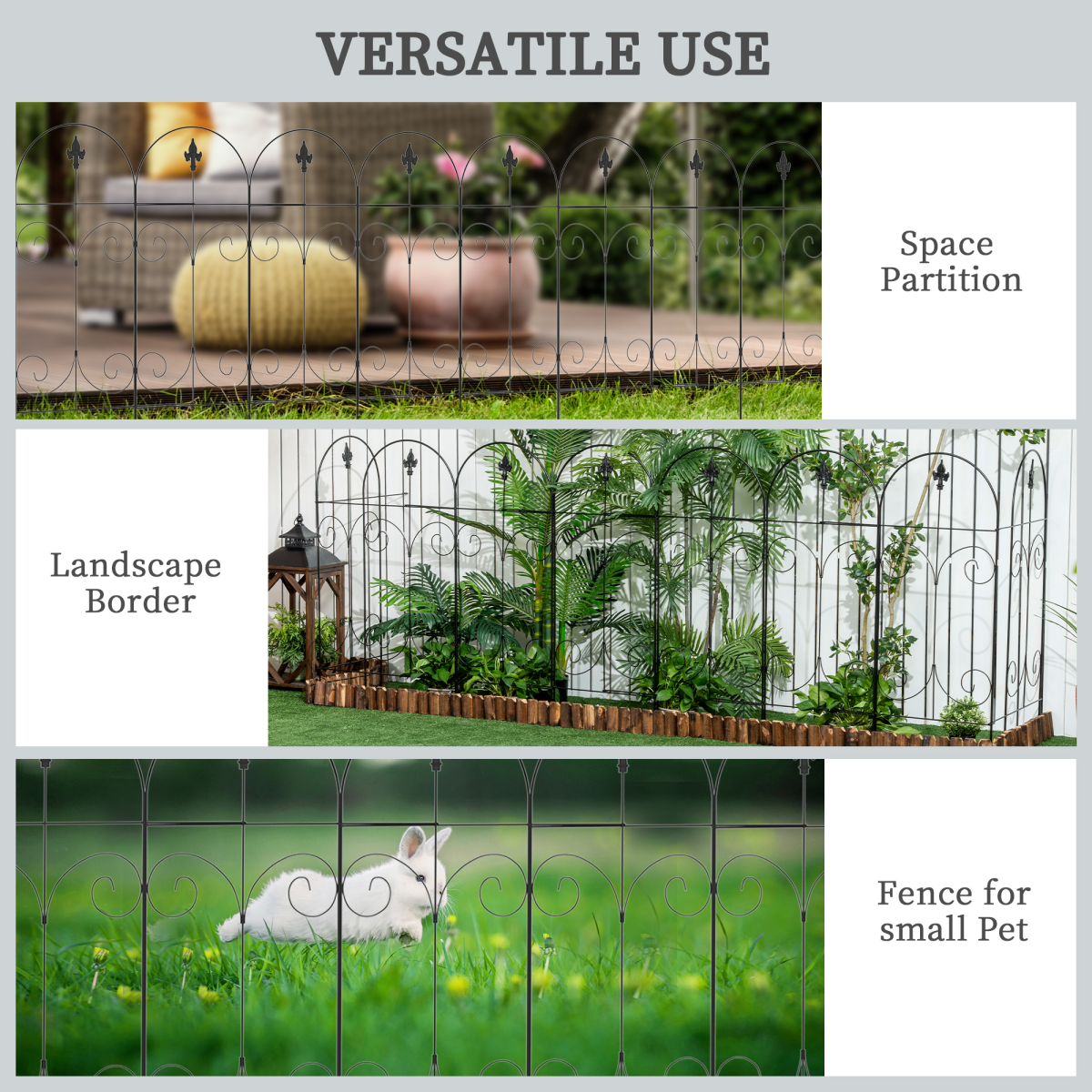 8-Pack Garden Fencing Panels, 44in x 12.5ft Flower Bed Border Edging Barrier - Image 6