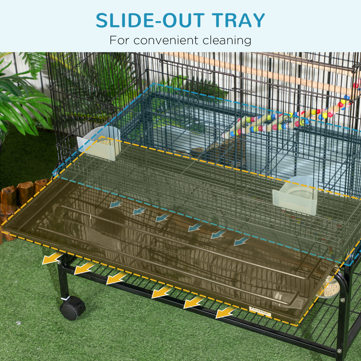 Bird Cage, with Stand, Wheels, Toys, for Budgies, Finches, Parakeets - Image 6