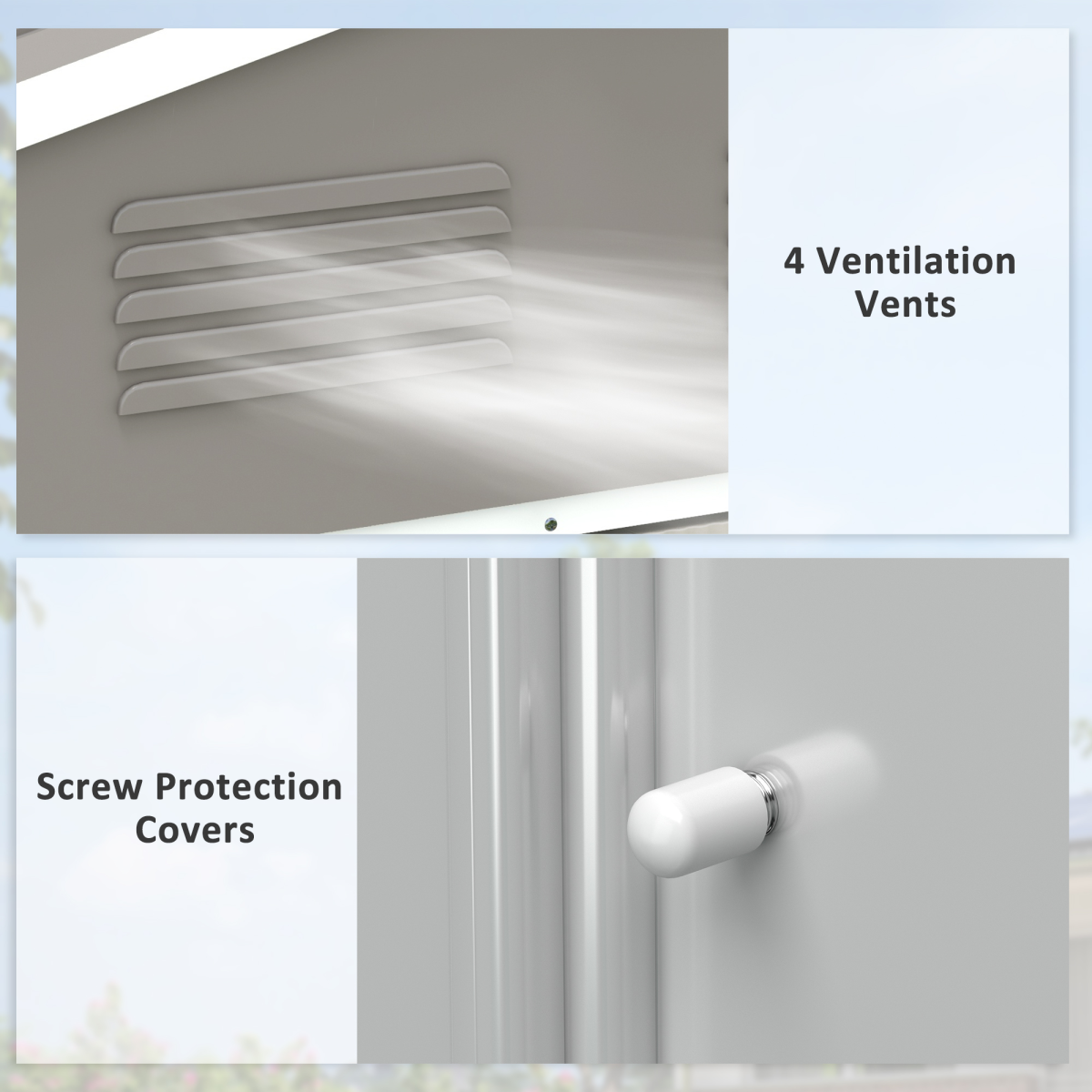 Outsunny 8 x 6ft Garden Storage Shed w/ Double Sliding Door Outdoor Light Grey - Image 6