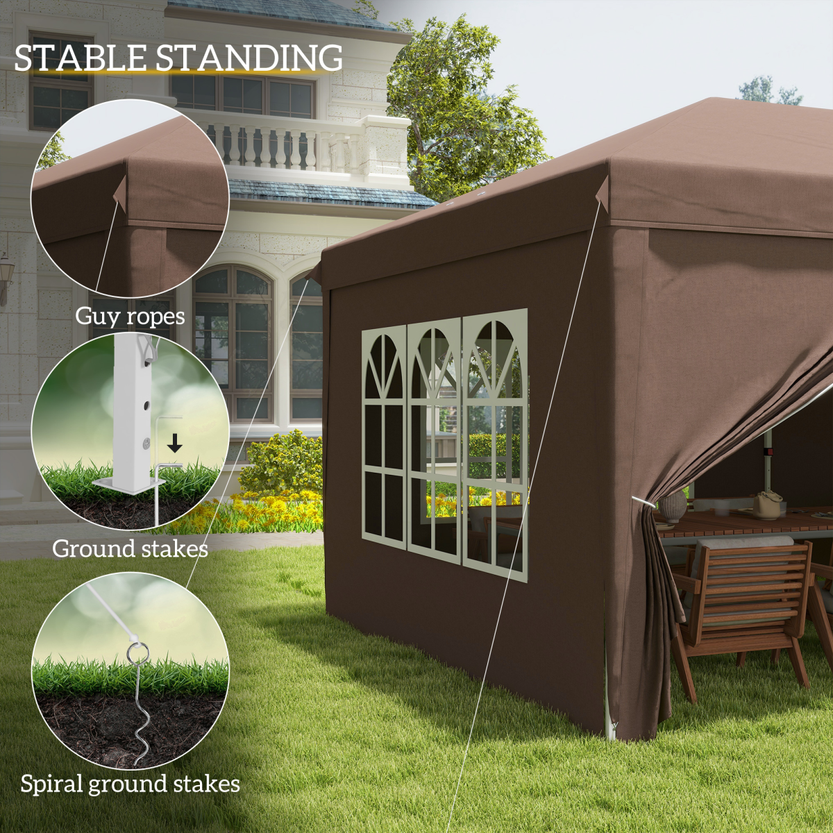3 x 6m Pop Up Gazebo Height Adjustable Party Tent w/ Storage Bag Black - Image 6