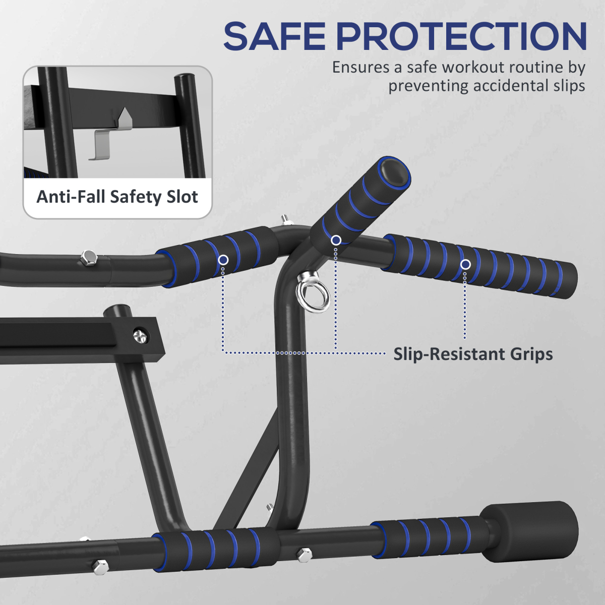 SPORTNOW Multi-Grip Pull Up Bar, Chin Up Bar Doorway with Non-Slip Grips - Image 6
