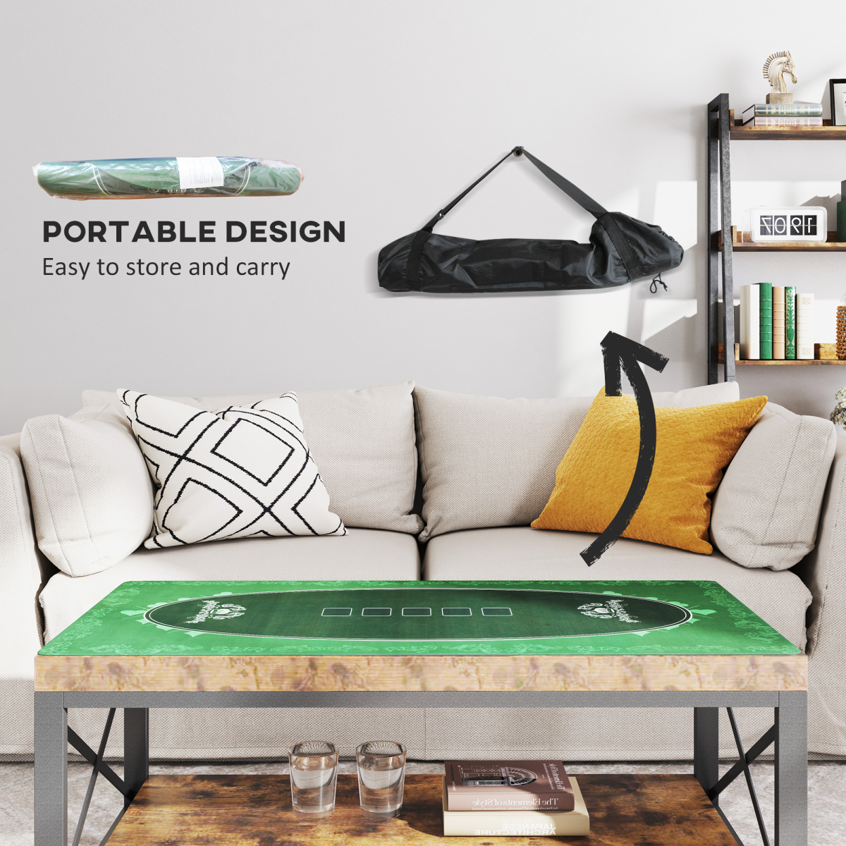 SPORTNOW 120 x 60 cm Poker Mat 6 Player Water-Resistant - Image 6