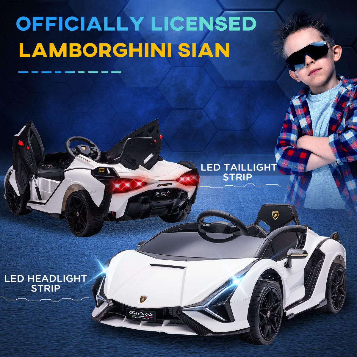 Lamborghini SIAN 12V Kids Electric Ride On Car Toy w/ Remote Control HOMCOM - Image 6