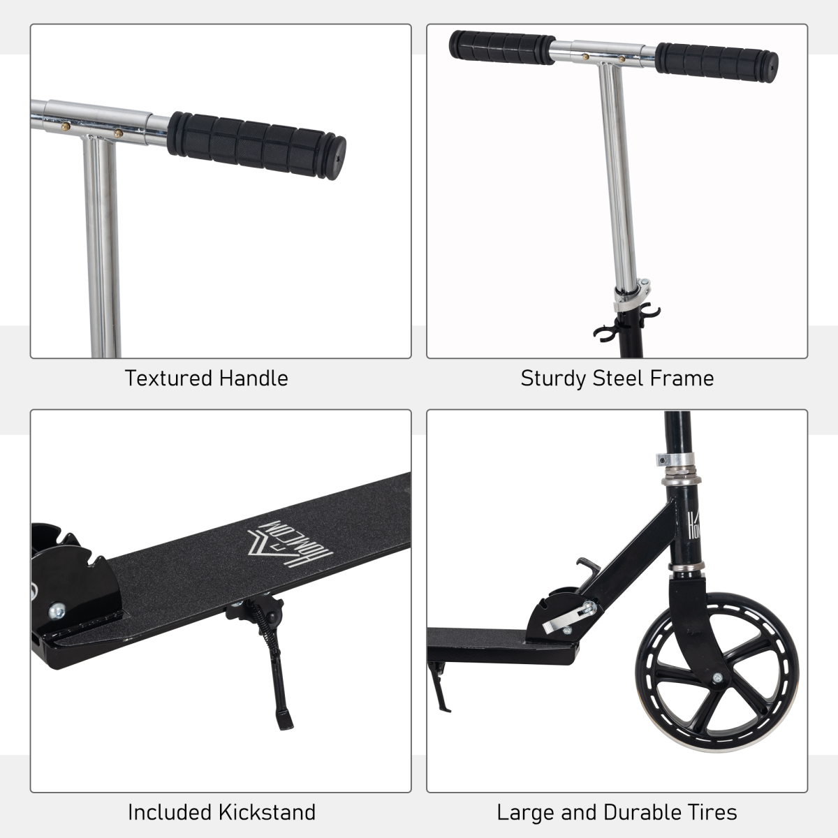Kids Scooter Ride On Toy Height Adjustable For 7-14 Years, Black HOMCOM - Image 6