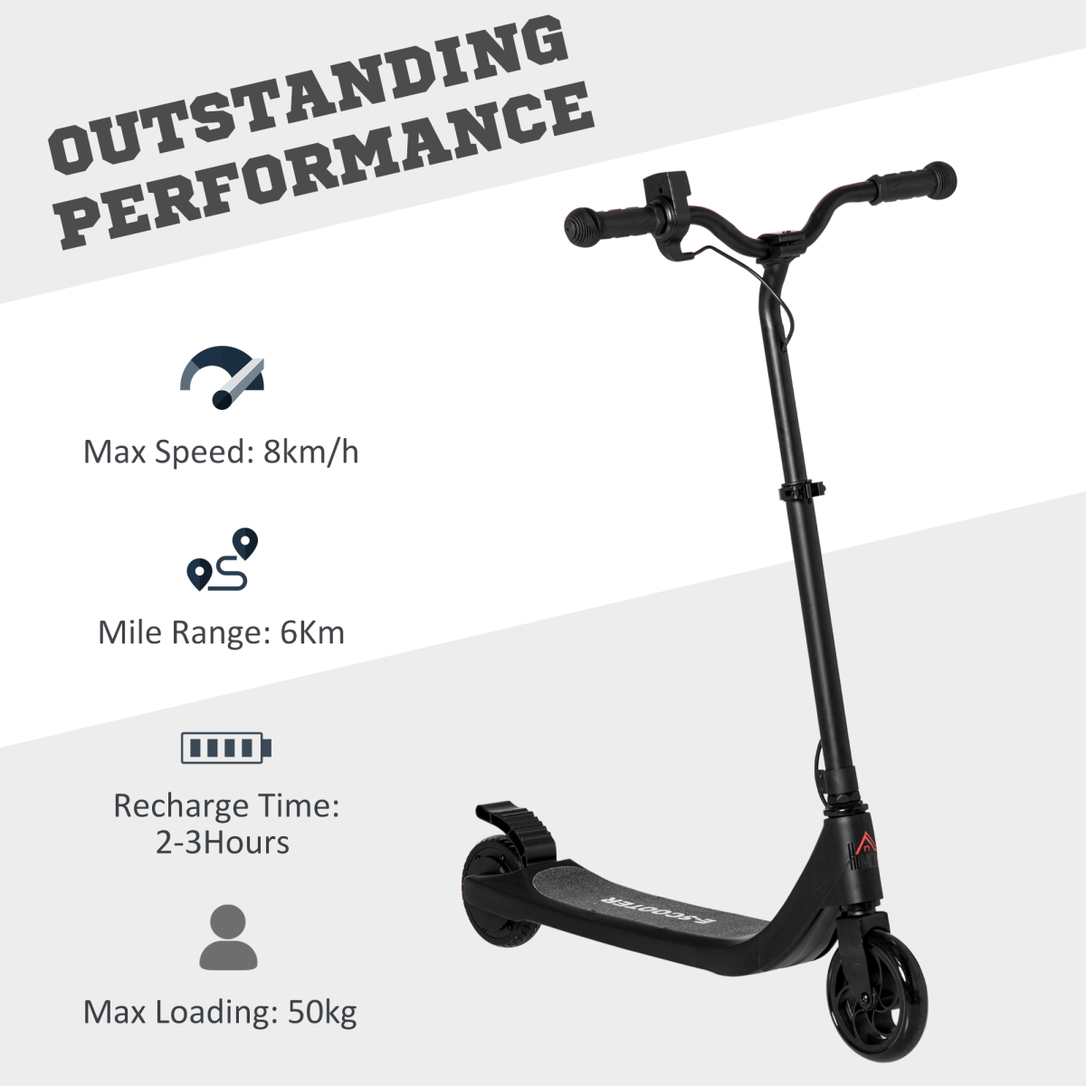120W Electric Scooter w/ Battery Level Display, Rear Break - Black HOMCOM - Image 6