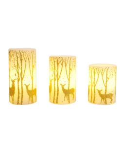 Christmas Woodland LED Pillar Candles ? Set of 3