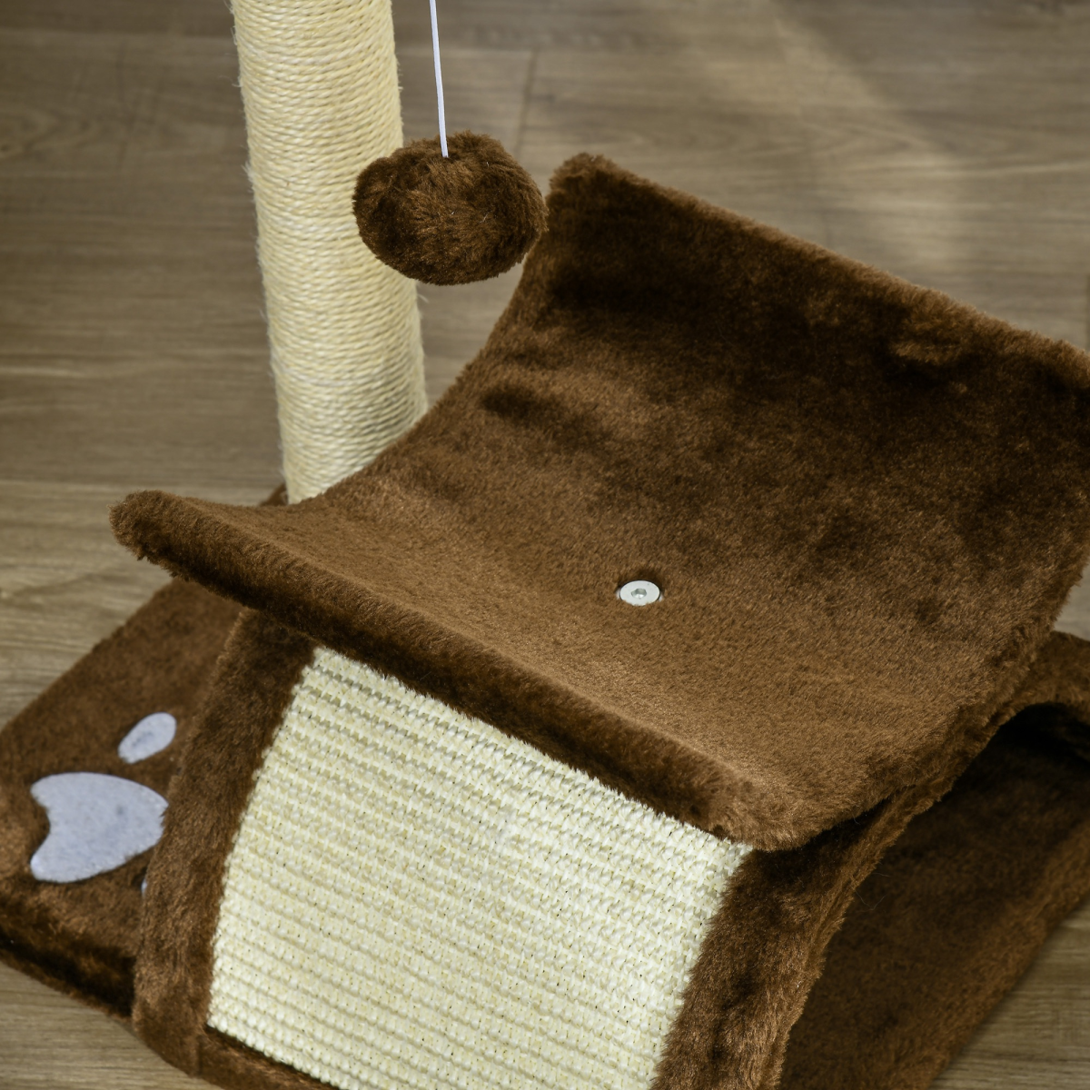 Cat Tree Plush Scratcher Kitty Activity Play Center Top Bar Tunnel Dangling Ball - Image 7